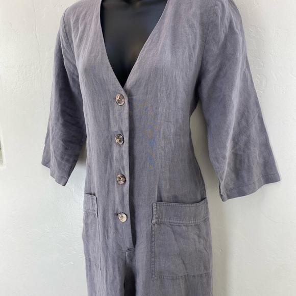 Zara Lillian Jumpsuit Linen Gray Size S - Picture 8 of 10